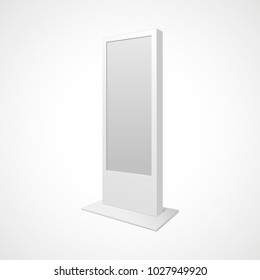 Outdoor White Citylight Lightbox Advertising Stand. Illustration Isolated On White Background.