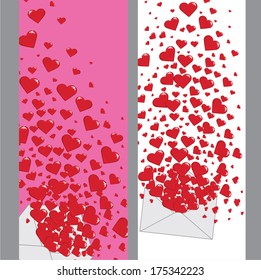 Outdoor white envelope with flying heart.Vertical Banners.Vector illustration