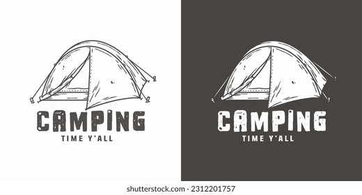 Outdoor wild camping print. Mountains adventure. Wanderlust summer forest explore