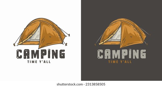 Outdoor wild camping print. Mountains adventure. Wanderlust summer forest explore