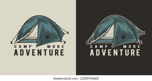 Outdoor wild camping print. Mountains adventure. Wanderlust summer forest explore
