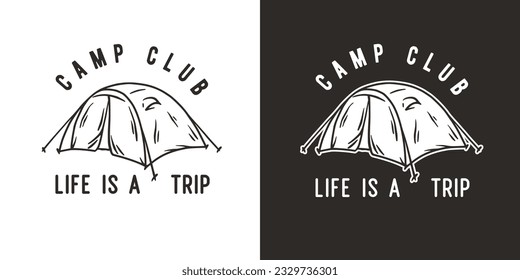 Outdoor wild camping print. Mountains adventure. Wanderlust summer forest explore