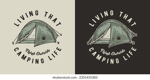 Outdoor wild camping print. Mountains adventure. Wanderlust summer forest explore
