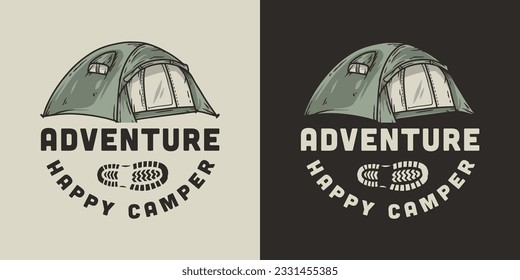 Outdoor wild camping print. Mountains adventure. Wanderlust summer forest explore