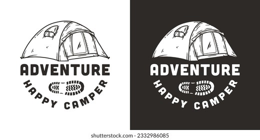 Outdoor wild camping print. Mountains adventure. Wanderlust summer forest explore