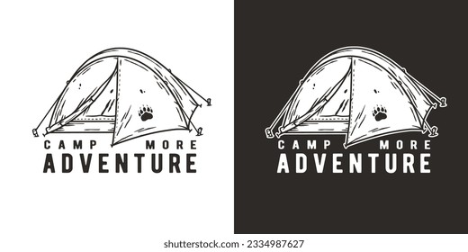 Outdoor wild camping print. Mountains adventure. Wanderlust summer forest explore