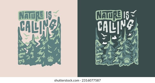 Outdoor wild camping print. Travel and adventure. Wanderlust summer forest explore hiking.