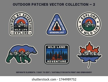 Outdoor Wild Land Adventure Patches Vector Collection For Clothing and Other Uses