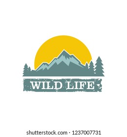 Outdoor Wilderness, Mountain Adventure Retro Badge