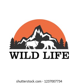 Outdoor Wilderness, Mountain Adventure Retro Badge