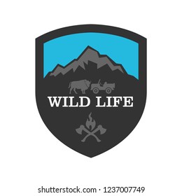 Outdoor Wilderness, Mountain Adventure Retro Badge