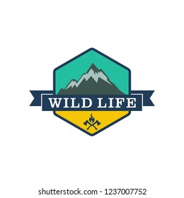 Outdoor Wilderness, Mountain Adventure Retro Badge