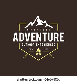 Outdoor Wilderness, Mountain Adventure Retro Emblem