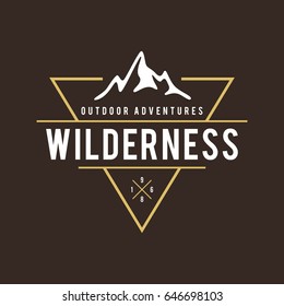 Outdoor Wilderness, Bergabenteuer Retro Emblem