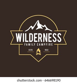 Outdoor Wilderness, Mountain Adventure Retro Emblem