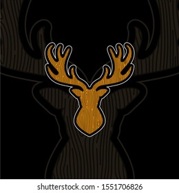 Outdoor Wood Deer Silhouette Logo Illustration