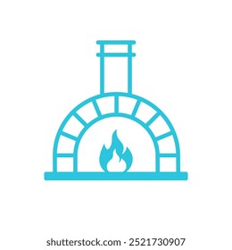 Outdoor wood fired pizza oven icon. Isolated on white background.