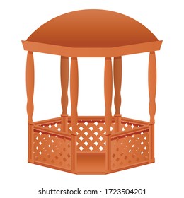 Outdoor wood gazebo icon. Cartoon of outdoor wood gazebo vector icon for web design isolated on white background
