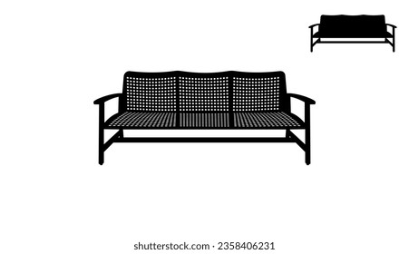 Outdoor Wood and Wicker Sofa silhouette, high quality vector