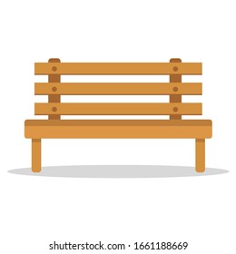 Outdoor wooden benche on white background. Vector illustration in trendy flat style. EPS 10.