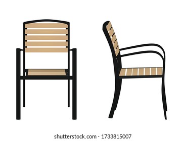 Outdoor wooden chair. vector illustration