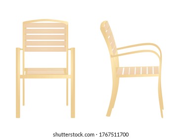 Outdoor Wooden Chair. Vector Illustration