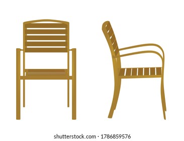 Outdoor Wooden Chair. Vector Illustration