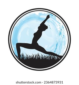 Outdoor yoga, woman in meditating position. Vector illustration