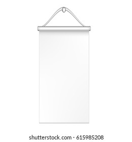   Outdoor/Indoor 3D Empty Hanging Canvass on Isolated white background. Mock-up template ready for design