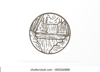 outdoor-nature-mountain monoline-line art illustration design, for the needs of printing merchandise, apparel and clothing