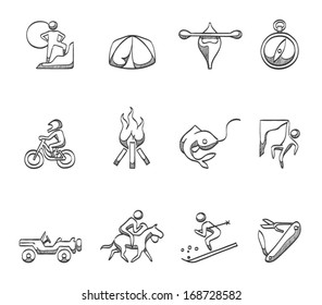 Outdoors activity icons in sketches