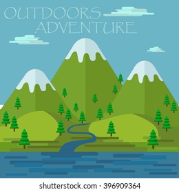 Outdoors adventure, nature vector illustration