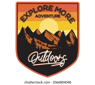 Outdoors adventure retro print design. Explore more vintage  graphic print for  t shirt , fashion, sticker, posters and others.