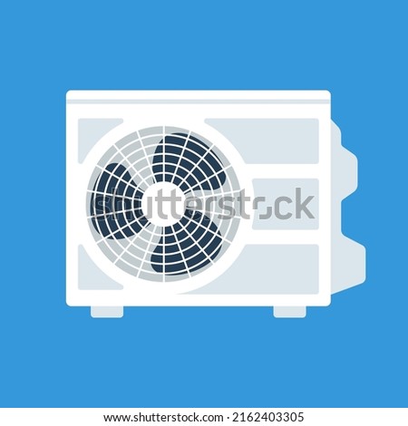 Outdoors block of air conditioning. Vector illustration flat design. Isolated on background. Conditioner cartoon. 
