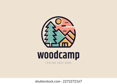 outdoors and camping logo, camping badge illustration design, hipster style vector