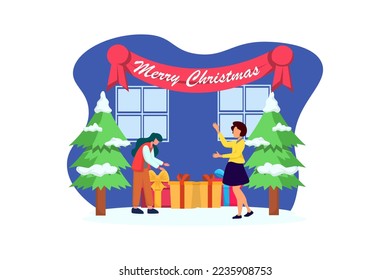 Outdoors Christmas Day Flat Design