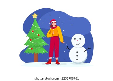 Outdoors Christmas Day Flat Design