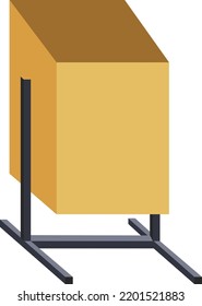 Outdoors furniture for park or garden exterior design. Isolated simple metal garbage bin for throwing away litter and discharge. Disposal and rubbish container for outside. Vector in flat style