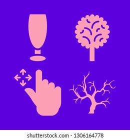 outdoors icon set with wineglass, tap and hand and tree vector illustration