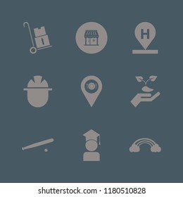 outdoors icon. outdoors vector icons set location restaurant, shop, hotel location and graduaded student