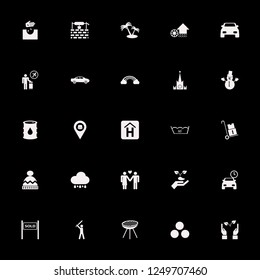 outdoors icon. outdoors vector icons set handcart, water mill, fastfood location and oil barrel