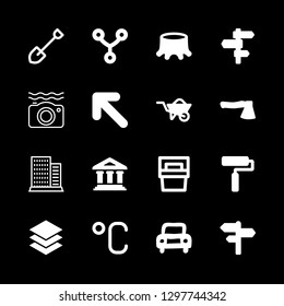 outdoors icons set with waterproof camera, car and share vector set