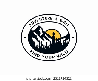 Outdoors nature badge adventure emblem sticker ilustration vector