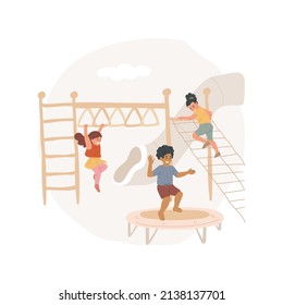 Outdoors playground isolated cartoon vector illustration. Playing outdoors on a playground, physical movement, kids motor development, afterschool fitness, school brake, daycare vector cartoon.