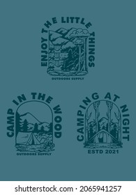 outdoors set vector print illustration