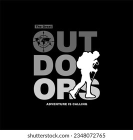 Outdoors,explore typography concept, outdoor adventure . Vector graphic for t shirt and other uses. 