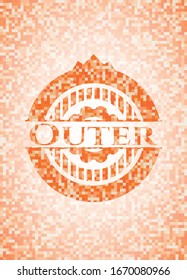 Outer abstract orange mosaic emblem