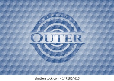 Outer blue hexagon badge. Vector Illustration. Detailed.