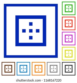 Outer borders flat color icons in square frames on white background