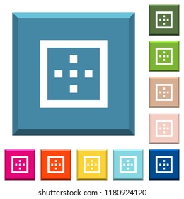 Outer borders white icons on edged square buttons in various trendy colors